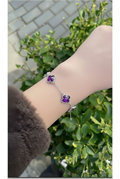 ATALYA ACCESSORY Yonca Modeli VIP Kristalli Kadın Çelik Bileklik-Kararmaz-Solmaz