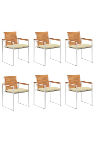 Concept Καρέκλες κήπου με μαξιλάρια, 6 τεμ., από μασίφ ξύλο ακακίας