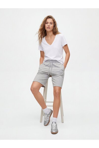 Ltb Stretch Fabric V-Neck White T-Shirt