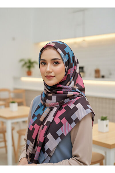 Bonjela Geometric Patterned Women's Scarf – Modern Stylish Soft-Textured Dail...