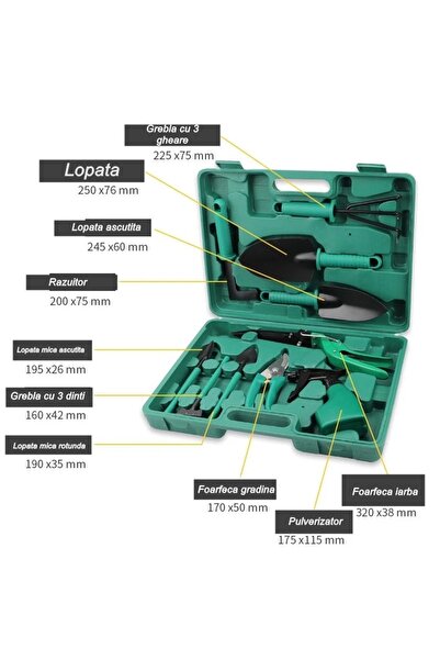 arwil Set of 10 gardening accessories, storage bag included, stainless steel,...