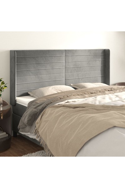 Concept Tăblie de pat cu aripioare gri deschis 203x16x118/128cm catifea