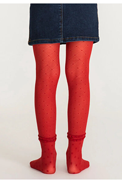 Penti Young girls' tights, ,,Cross'', 30 den - with Lace, Sheer, red