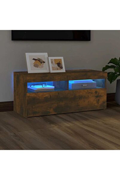 Concept Comodă TV cu lumini LED, stejar fumuriu, 90x35x40 cm