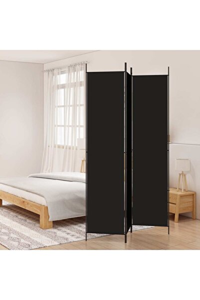 Concept Paravan de cameră cu 3 panouri, negru, 150x220 cm, textil