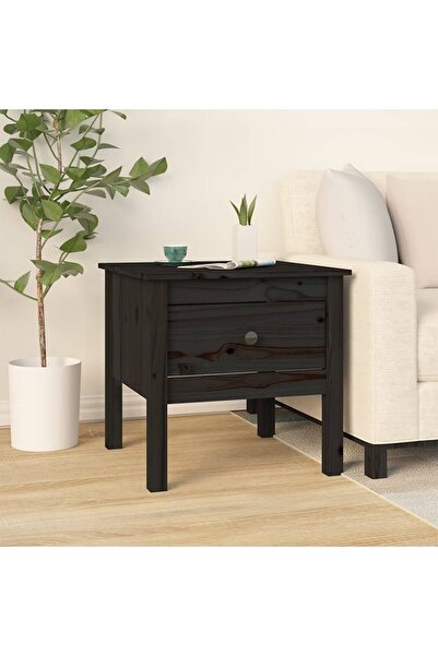 Concept Βοηθητικό τραπεζάκι, μαύρο, 50x50x49 cm, μασίφ ξύλο πεύκου