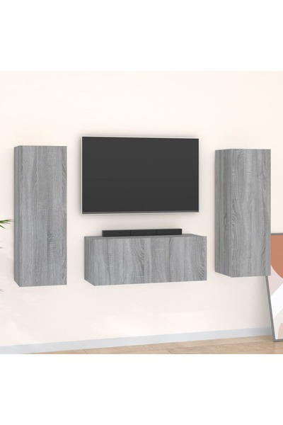 Concept Set dulap TV, 3 piese, gri sonoma, lemn prelucrat