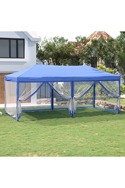 Concept Cort pliabil pentru petreceri cu pereți laterali albastru 3x6 m