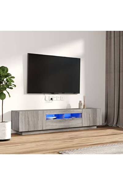 Concept Σετ ντουλαπιών τηλεόρασης LED, 2 τεμάχια, γκρι Sonoma, ξύλο μηχανικής...