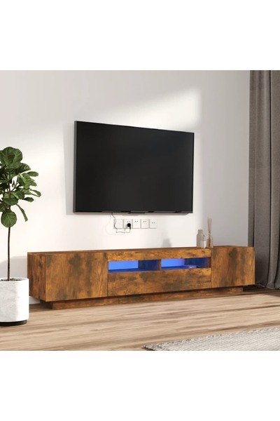 Concept Σετ ντουλαπιών τηλεόρασης LED, 2 τεμάχια, καπνιστή δρυς, επεξεργασμέν...