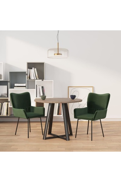 Concept Καρέκλες κουζίνας, 2 τεμ., σκούρο πράσινο, Βελούδο