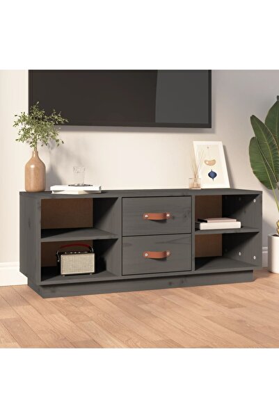 Concept Comodă TV, gri, 100x34x40 cm, lemn masiv de pin