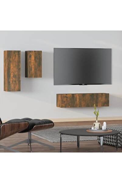 Concept Σετ ντουλαπιών τηλεόρασης, 4 τεμάχια, καπνιστή δρυς, επεξεργασμένο ξύλο