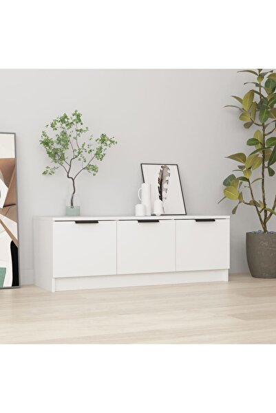 Concept Comodă TV, alb, 102x35x36,5 cm, lemn compozit