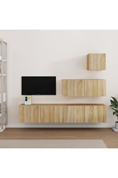 Concept Set dulap TV, 4 piese, stejar sonoma, lemn prelucrat