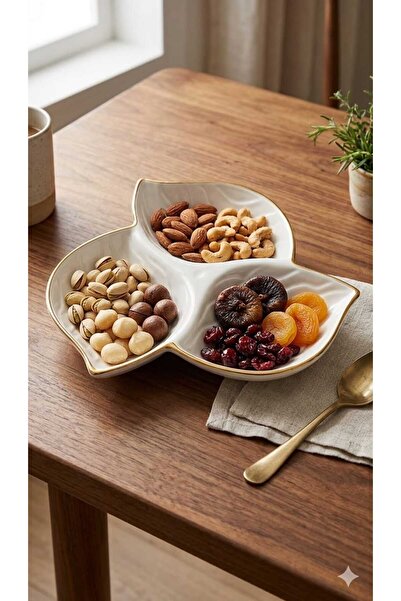 Rood Wit 4'lü iross 3 Bölmeli Çerezlik, Sunumluk, Meze&Kahvaltı Tabağı