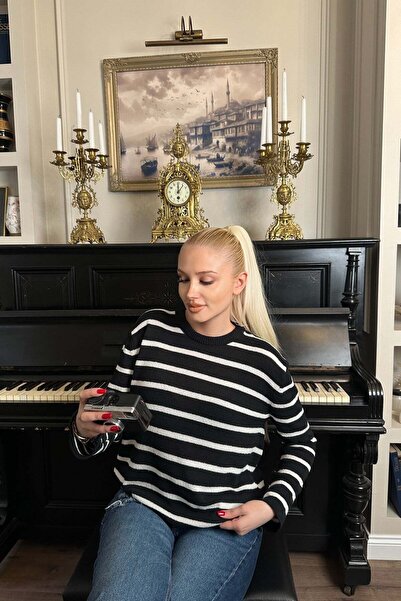 lizge giyim Cycling Collar Stripe Detail Knitwear