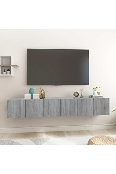 Concept Dulap TV suspendat gri sonoma 3 buc. 60x30x30 cm lemn prelucrat