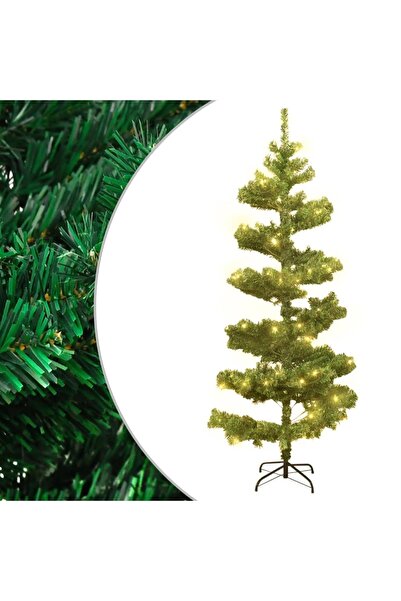 Concept Brad de Crăciun ondulat cu suport și LED-uri verde 150 cm PVC