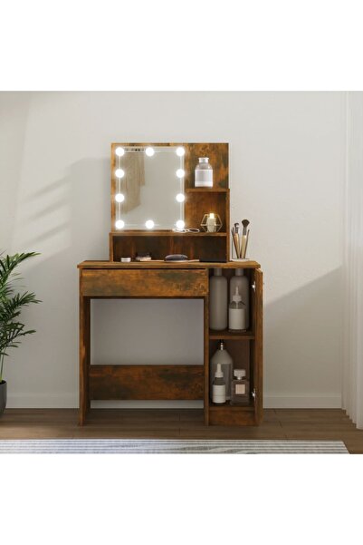 Concept Τραπεζαρία LED, καπνιστή δρυς, 86,5x35x136 εκ.