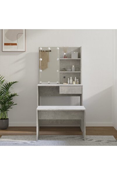 Concept Σετ μπουντουάρ LED, γκρι σκυροδέματος, επεξεργασμένο ξύλο