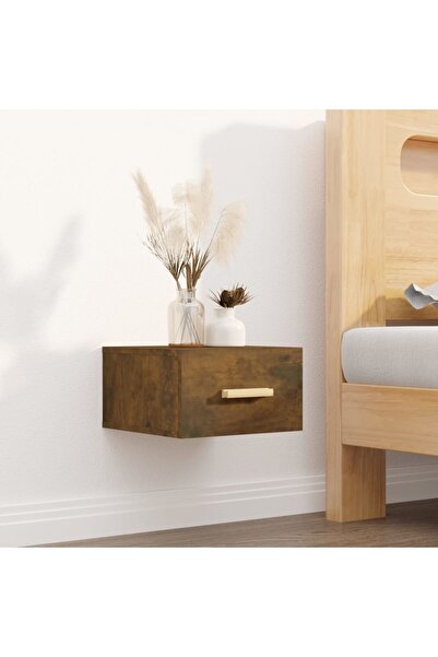 Concept Επιτοίχιο κομοδίνο, καπνιστή δρυς, 35x35x20 εκ.