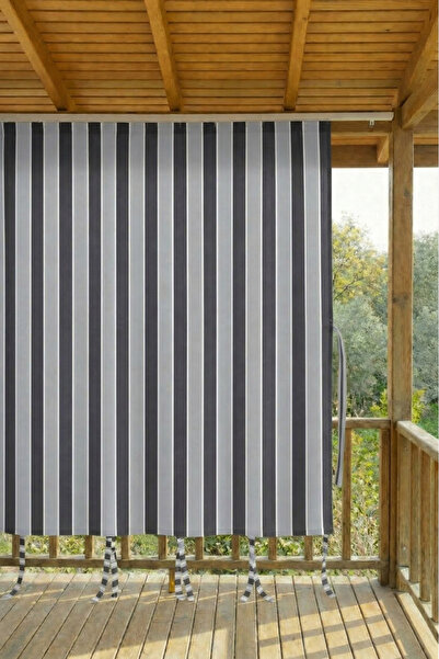 SHY TEKSTİL ANTRASİT-GRİ Kornişli Su Geçirmez Rüzgâr Dayanımlı Pilesiz Balkon...