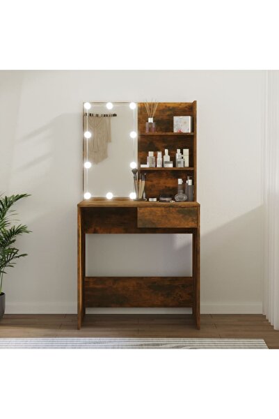 Concept Τραπεζαρία LED, καπνιστή δρυς, 74,5x40x141 εκ.