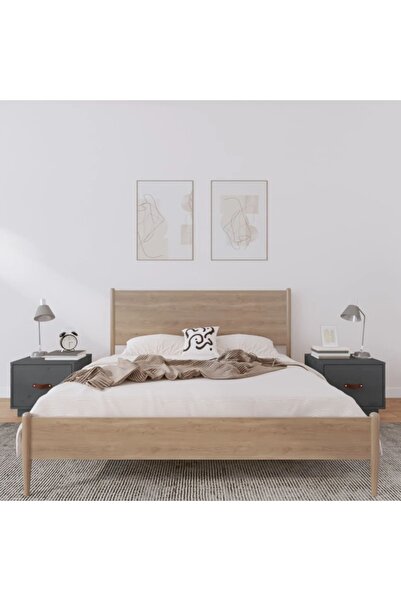 Concept Noptiere, 2 buc., gri, 40x34x35 cm, lemn masiv de pin