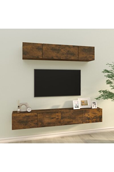Concept Set comodă TV, 4 piese, stejar fumuriu, lemn prelucrat