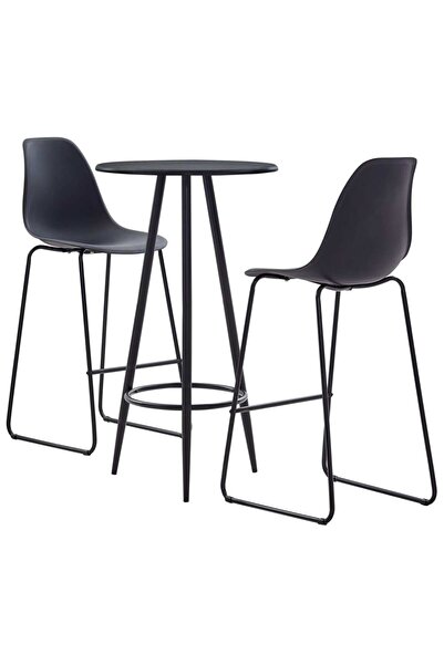 Concept Set mobilier de bar, 3 piese, negru, plastic