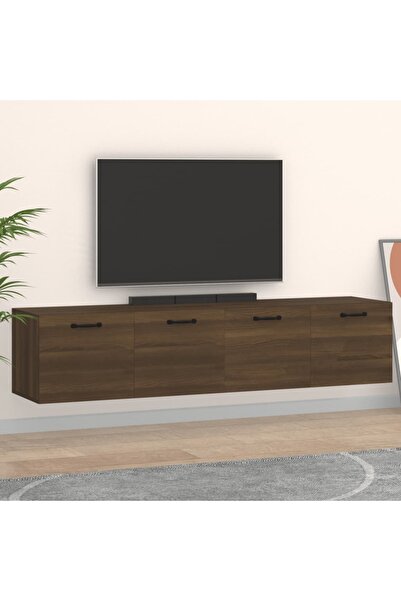 Concept Ντουλάπια τηλεόρασης τοίχου 2 τεμ. καφέ δρυς 60x36,5x35 εκ. ξύλο