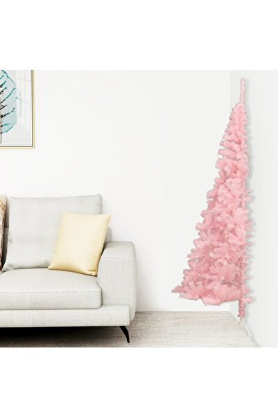 Concept Μισό τεχνητό χριστουγεννιάτικο δέντρο με βάση, ροζ, 180 εκ., PVC