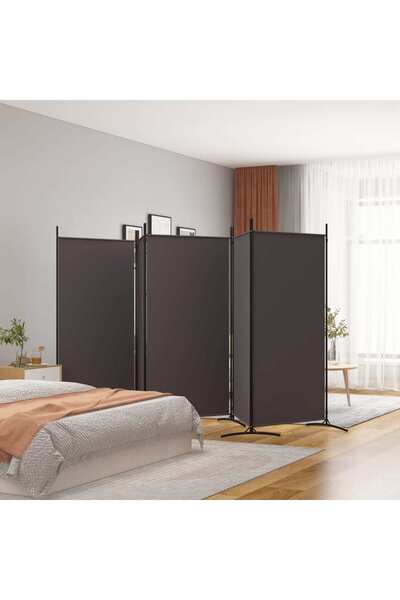 Concept Paravan de cameră cu 5 panouri, maro, 433x180 cm, textil