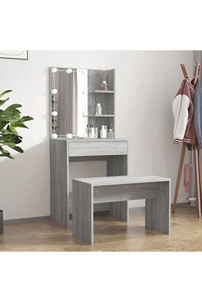 Concept Σετ μπουντουάρ LED, γκρι Sonoma, επεξεργασμένο ξύλο