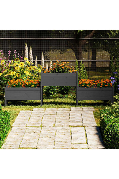 Concept Γλάστρα, γκρι, 245,5x44x75 cm, μασίφ ξύλο πεύκου