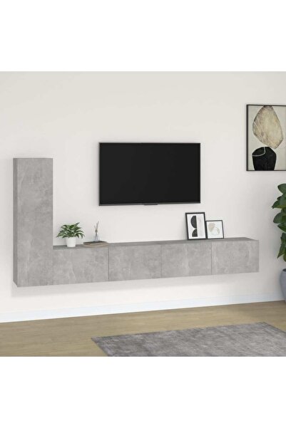 Concept Σετ ντουλαπιών τηλεόρασης, 3 τεμάχια, γκρι σκυροδέματος, επεξεργασμέν...
