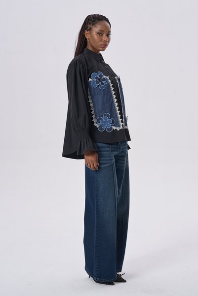 HANIQA Cămașă din denim cu imprimeu floral
