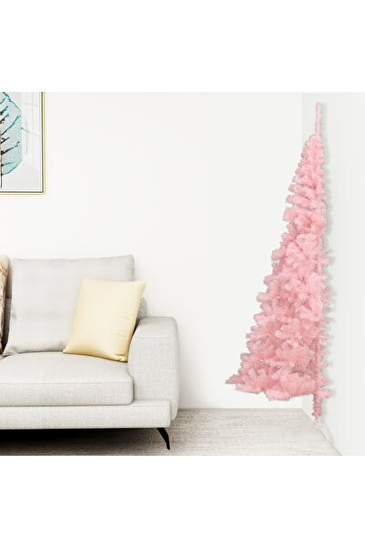 Concept Μισό τεχνητό χριστουγεννιάτικο δέντρο με βάση, ροζ, 150 cm, PVC