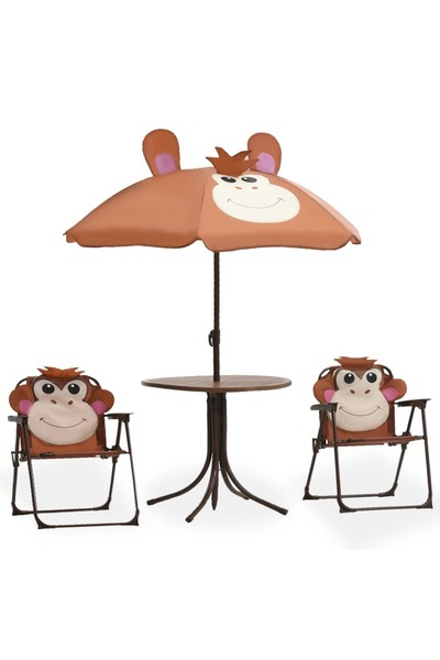 Concept Σετ παιδικού μπιστρό κήπου με ομπρέλα, 3 τεμάχια, καφέ