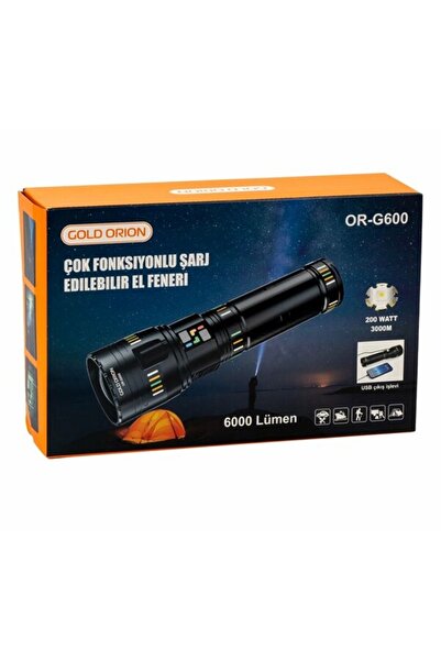 efmues El feneri 6000 lümen çok fonksiyonlu metal kasa el OR-G600