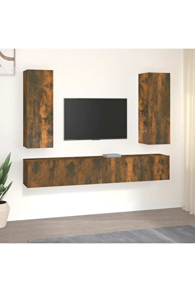 Concept Σετ ντουλαπιών τηλεόρασης, 5 τεμάχια, καπνιστή δρυς, επεξεργασμένο ξύλο