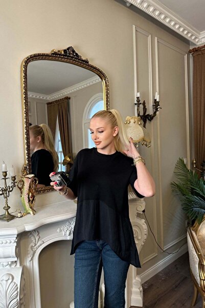 lizge giyim Eteği̇ D Woven Garnished T-Shirt