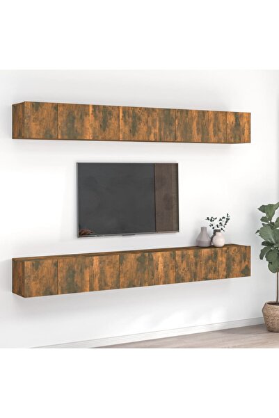 Concept Comode TV, 8 buc., stejar fumuriu, 60x30x30 cm, lemn prelucrat