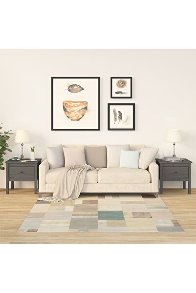 Concept Βοηθητικά τραπεζάκια, 2 τεμ., γκρι, 50x50x49 cm, μασίφ ξύλο πεύκου