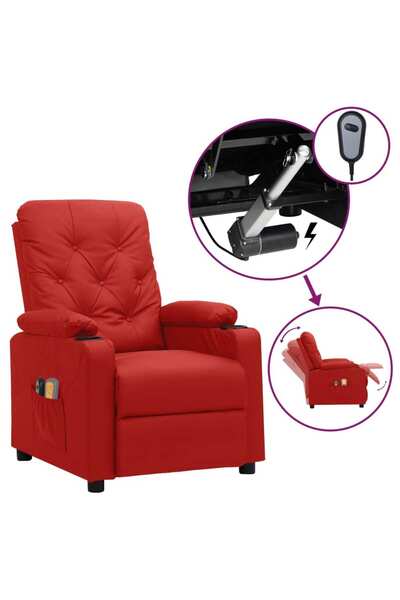 Concept Ηλεκτρική ανακλινόμενη πολυθρόνα μασάζ, κόκκινο κρασί, οικολογικό Δερ...