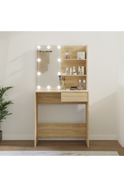 Concept Masă de toaletă cu LED, stejar sonoma, 74,5x40x141 cm