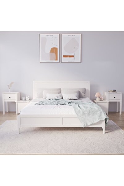 Concept Noptiere, 2 buc., alb, 79,5x38x65,5 cm, lemn masiv de pin