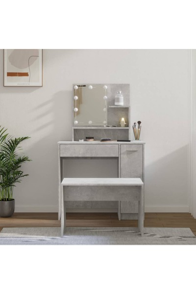 Concept Σετ μπουντουάρ LED, γκρι σκυροδέματος, επεξεργασμένο ξύλο