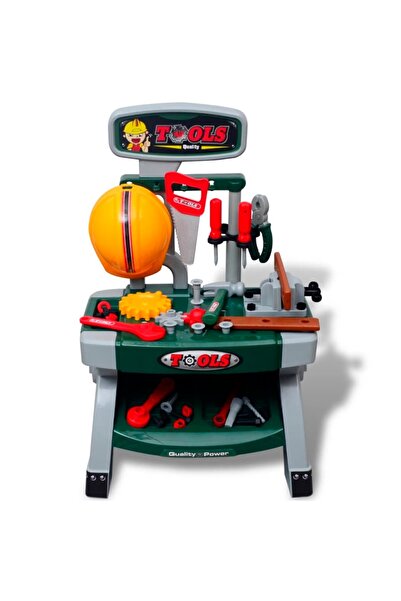 Concept Παιδικός πάγκος εργασίας με εργαλεία, Πράσινο + Γκρι